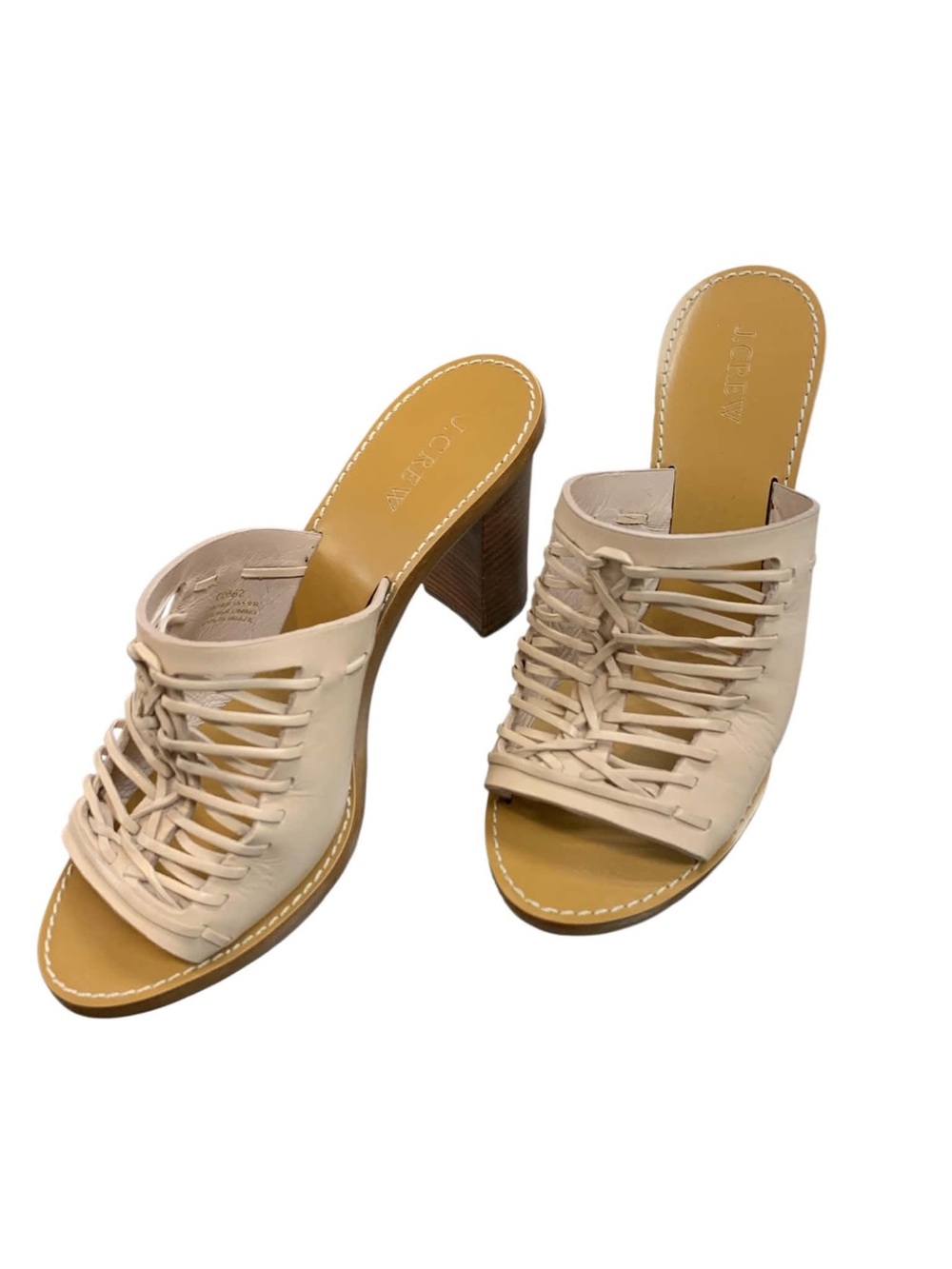 J. Crew Cream Woven Leather Mule Heels S8.5